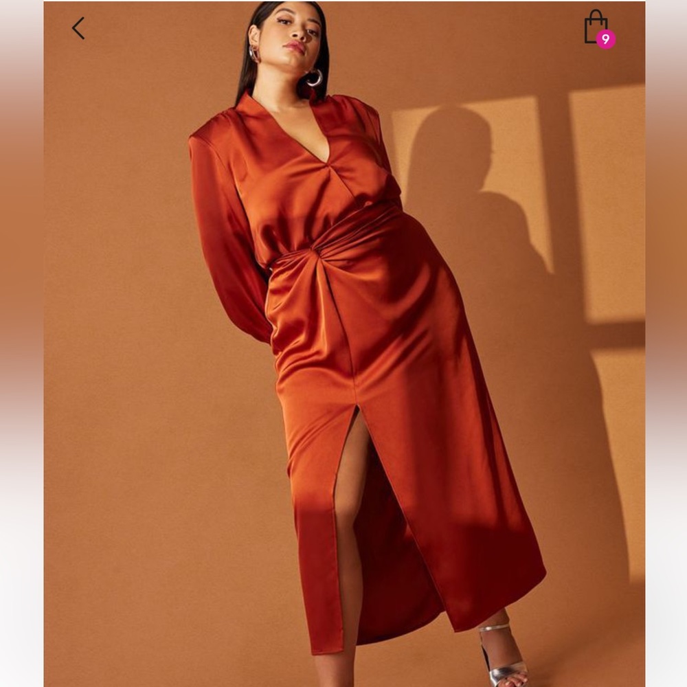 Twist satin maxi skirt